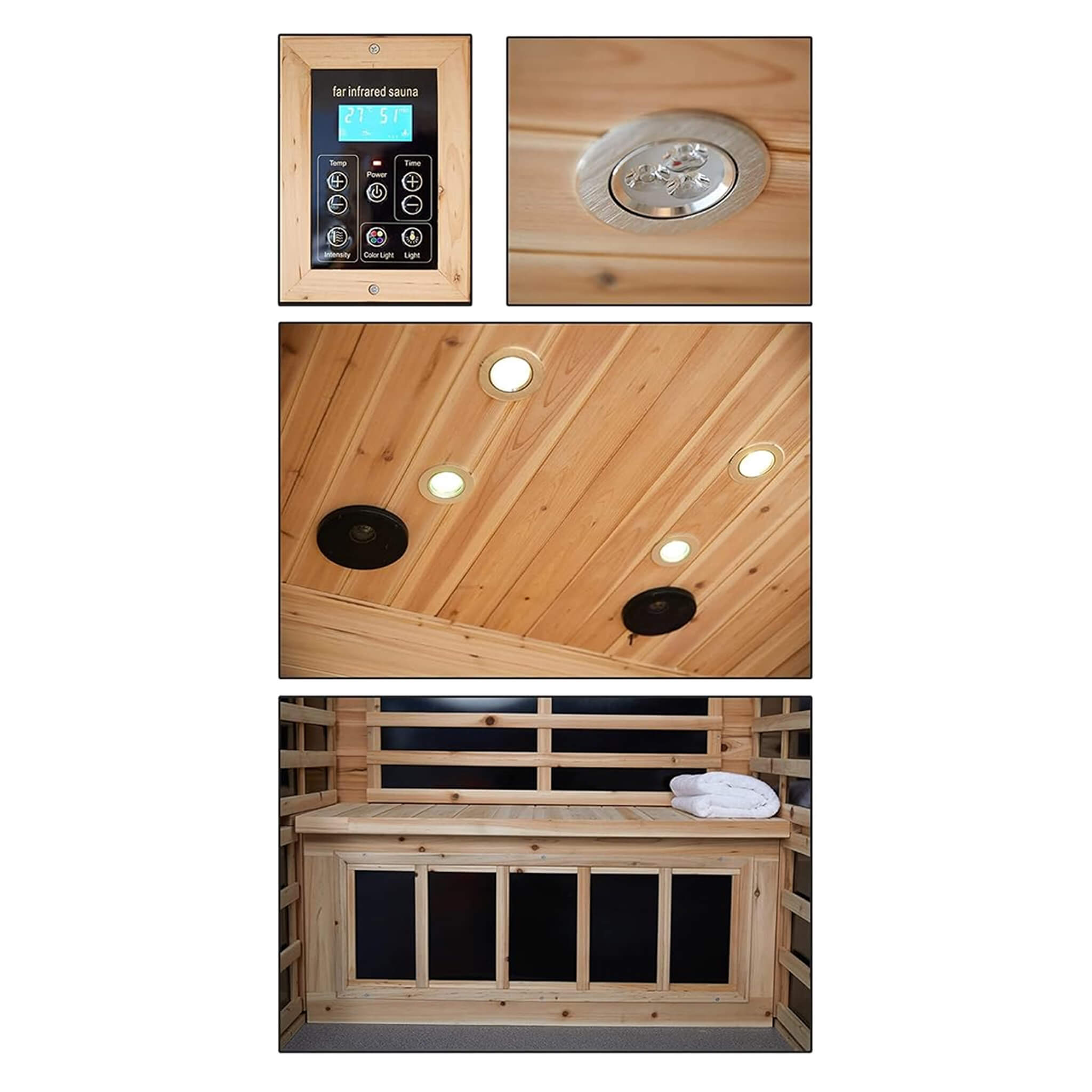Thermora Vexa Luxury 2-Person Outdoor Low EMF Hemlock Infrared Sauna With Bluetooth And Chromotherapy Light (SAK97318)